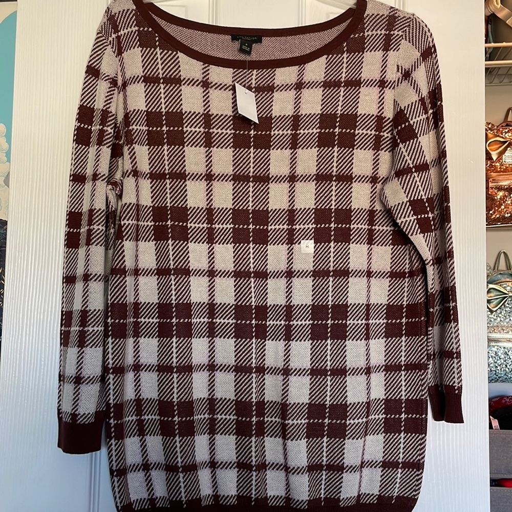 Ann Taylor Plaid Sweater